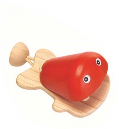 PlanToys - Kastanjett i Trä Fisk, Röd