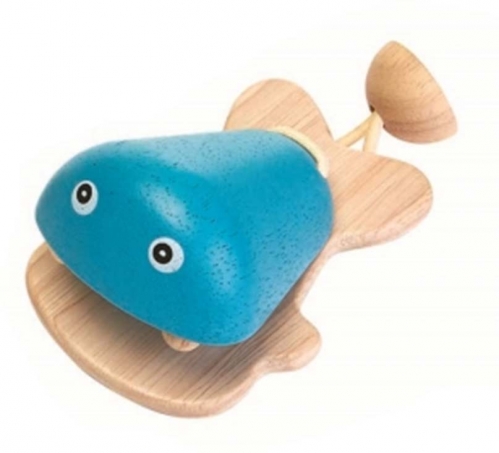 PlanToys - Kastanjett i Trä Fisk, Turkos