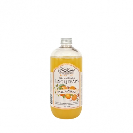 Källlans Naturprodukter - Småländsk Linoljesåpa Apelsin & Nejlika 0,5 L