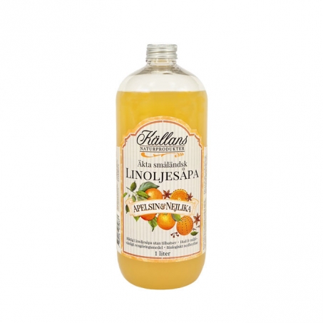 Källans Naturprodukter - Småländsk Linoljesåpa Apelsin & Nejlika 1 L