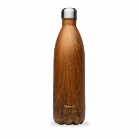 Qwetch - Isolerad Flaska i Rostfritt Stl Wood 1000 ml