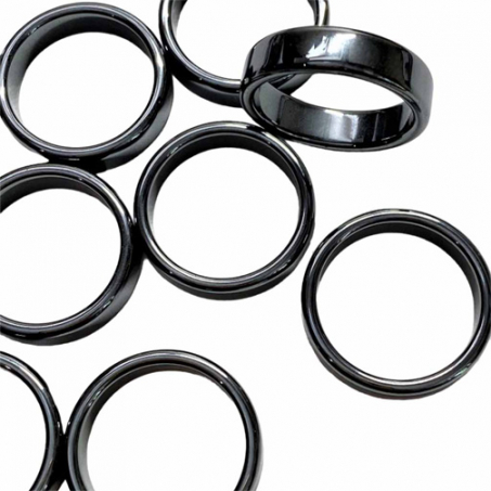 Andekvarts - Hematit Ring Slät, 17 mm