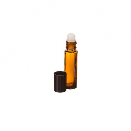 Roll-on liten glasflaska 10 ml Plastkula, Amber