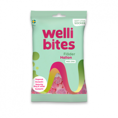 Wellibites - Veganskt Gelegodis, Fläder & Hallon