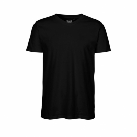 Neutral - V-Ringad T-Shirt Slim Fit i Ekologisk Bomull Herr Svart
