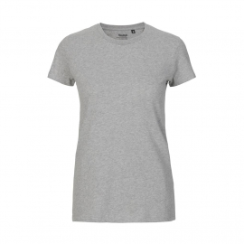 Neutral - Rundhalsad T-Shirt Slim Fit i Ekologisk Bomull Dam Gråmelerad