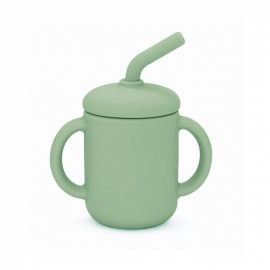 Summerville Organic - Silikonmugg med Sugrör, Cameo Green