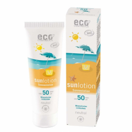 Eco Cosmetics - Sollotion Neutral SPF 50 med Sheasmör och nattljus, 125 m