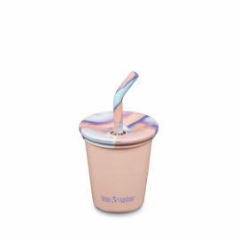 Klean Kanteen - Kids Cup med Sugrör & Silikonlock, Peach Parfait