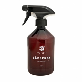 Flaska med såpspray med doft av pepparmynta
