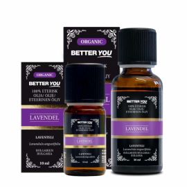 Flaska med ekologisk eterisk lavendelolja