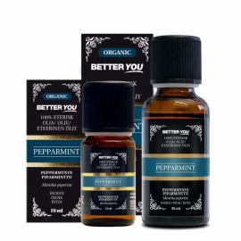 Flaska med ekologisk eterisk pepparmintolja