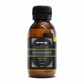 Flaska med kallpressad ekologisk svartkumminolja