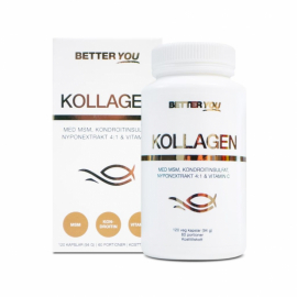 Burk med kollagenkapslar på neutral bakgrund