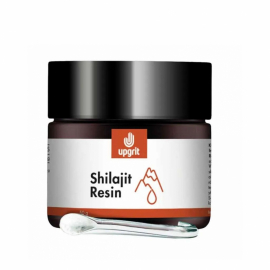 Burk med mörkt shilajit-resin från Altai