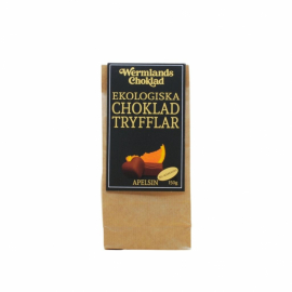 Förpackning med ekologisk chokladtryffel med apelsin
