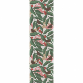 Duk med lövmönster och fåglar