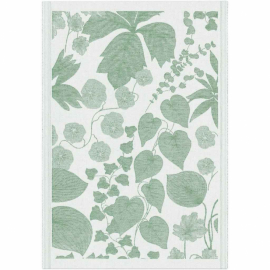 Handduk Caroline 35 x 50 cm med gröna blad på vit bakgrund