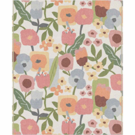 Pläd Juni 140 x 170 cm med blommönster i pastell