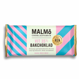 Ekologisk vit bakchoklad 35 procent i förpackning