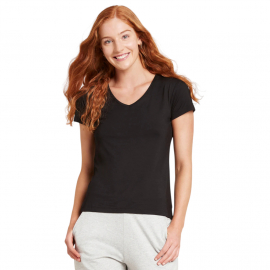Boody - V-ringad T-shirt i Bambu Dam Svart