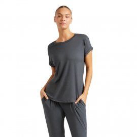 Boody - Rundhalsad Loose Fit T-shirt i Bambu Dam Storm