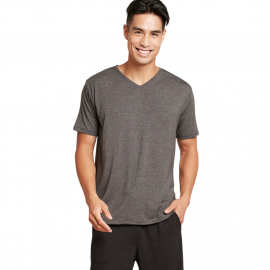 Boody - V-ringad T-shirt i Bambu Herr Mörkt Gråmelerad
