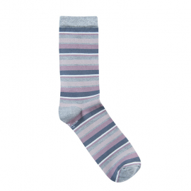 Life Wear - Strumpa i Bambu Grå med Rosa och Blå Ränder