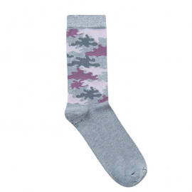 Strumpa i Bambu Grå med Rosa Leopardmönster