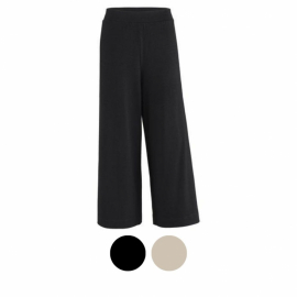 Vida Trikåbyxor i bambu/bomull från Wiges i vid modell med croppade ben och resår i midjan.