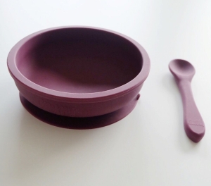 MyPy - Matset i Silikon med Sugpropp, Mörkrosa
