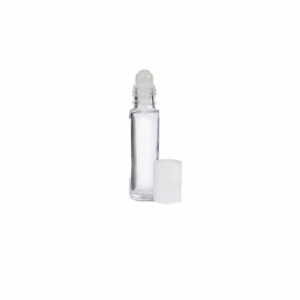 Vit Roll-on liten glasflaska 10 ml, Plastkula