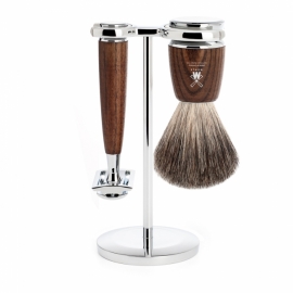 Mühle - Set RYTMO Säkerhetsrakhyvel, Rakborste & Ställ i Ask