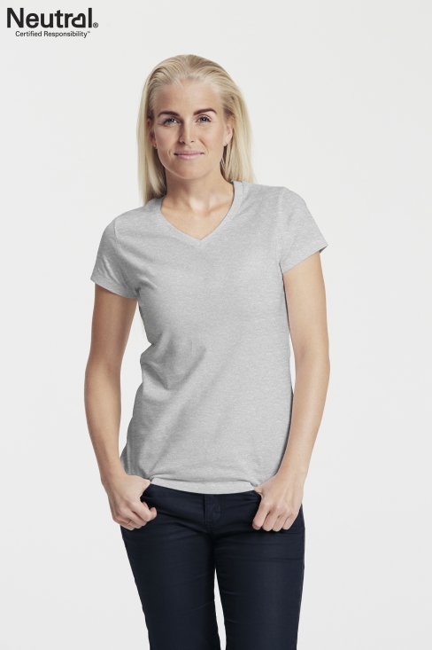 V Ringad T Shirt Slim Fit i Ekologisk Bomull Dam Grå V Ringad T Shirt Slim Fit i Ekologisk Bomull Dam Grå