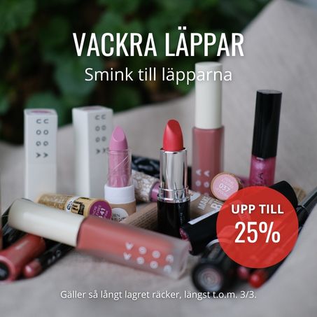 upp till 25% på smink till läpparna