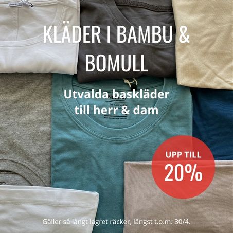 Kläder i bambu och bomull till herr och dam rea upp till 20%