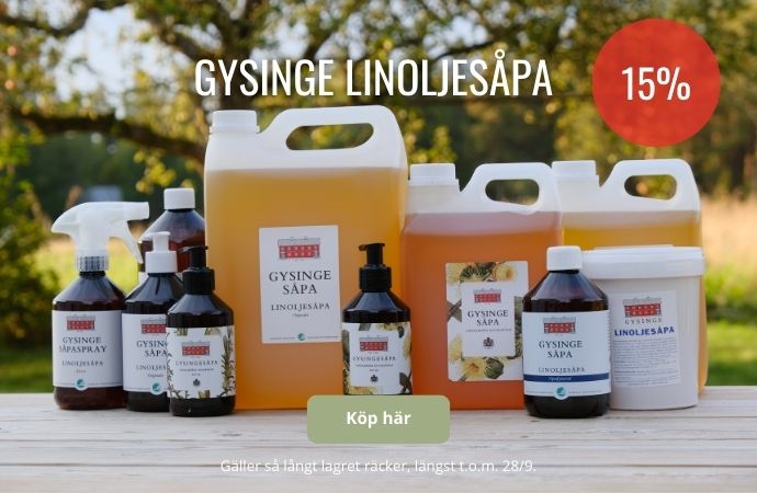 15% på Gysinge linoljesåpa och trävax