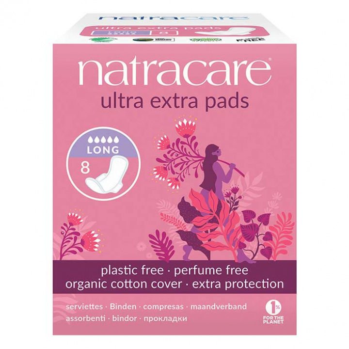Natracare - Binda Ultra Extra Lång med Vingar 8 st