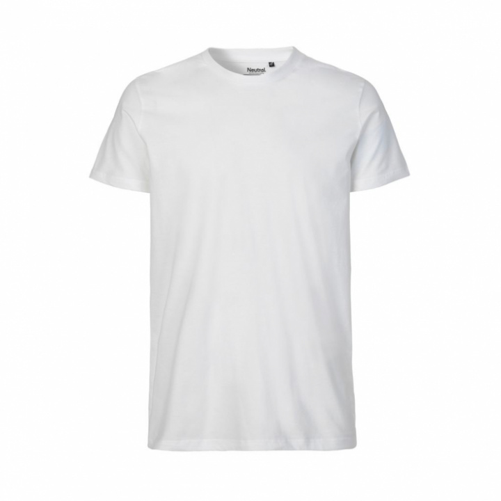 Neutral - Rundhalsad T-Shirt Slim Fit i Ekologisk Bomull Herr Vit