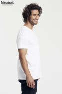 Neutral - V-Ringad T-Shirt Slim Fit i Ekologisk Bomull Herr Vit