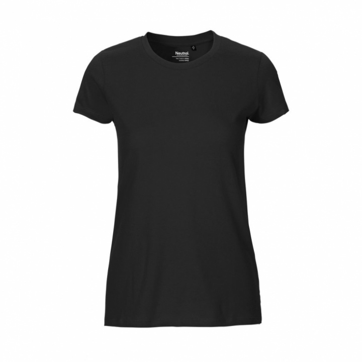 Neutral - Rundhalsad T-Shirt Slim Fit i Ekologisk Bomull Dam Svart