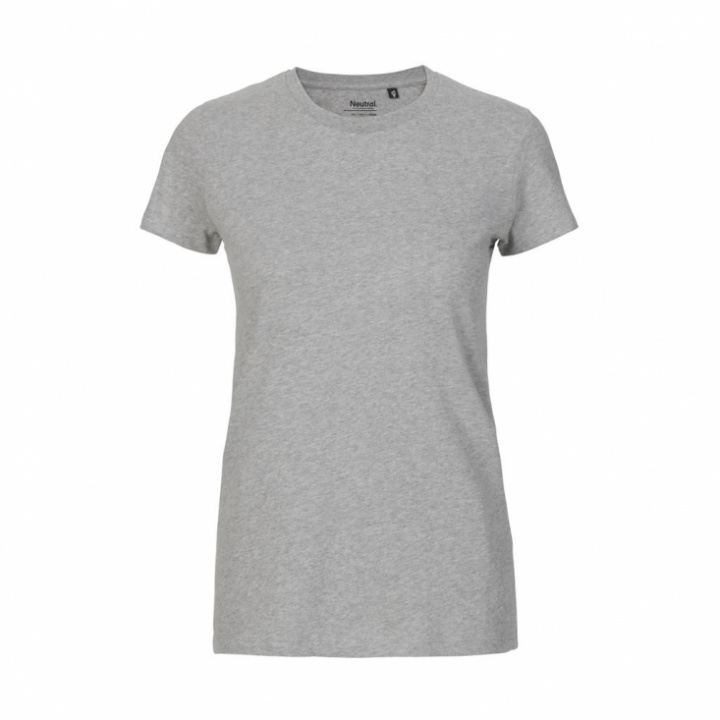 Neutral - Rundhalsad T-Shirt Slim Fit i Ekologisk Bomull Dam Gråmelerad