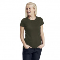 Neutral - Rundhalsad T-Shirt Slim Fit i Ekologisk Bomull Dam Khakigrön 
