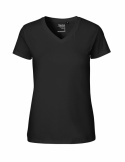 Neutral - V-Ringad T-Shirt Slim Fit i Ekologisk Bomull Dam Svart
