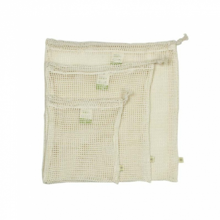 A Slice of Green - Nätpåsar i Ekologisk Bomull Mix-Pack 3 st olika