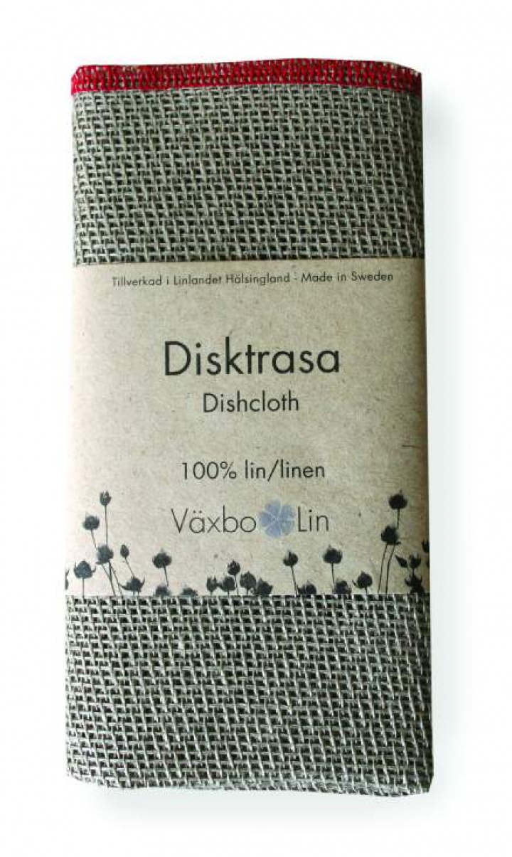 Växbo Lin - Disktrasa Oblekt med Röd Fåll i gruppen Hemmet / Disk / Disktrasor hos Rekoshoppen.se (0991012)