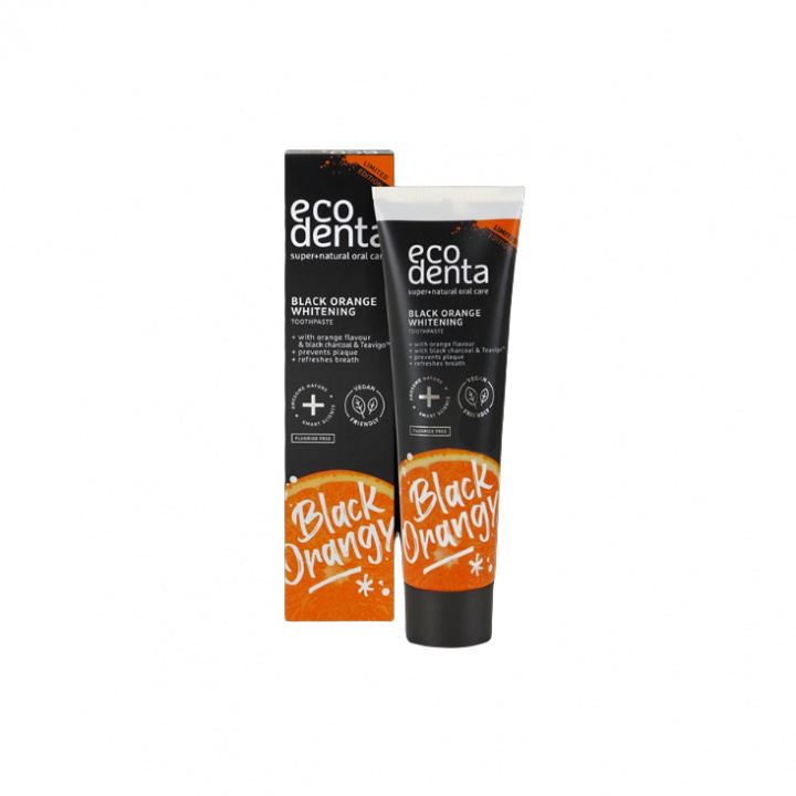 EcoDenta - Naturlig Tandkräm Black Orange Whitening, Aktivt kol & Teavigo