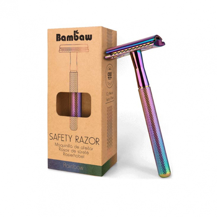 Bambaw - Säkerhetsrakhyvel i Rostfritt Stål, Rainbow i gruppen Hygien / Rakning & Skägg / Rakhyvlar hos Rekoshoppen.se (1101221)