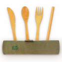 Bambaw - Bestickset i Bambu och Rese-Etui, Khaki 