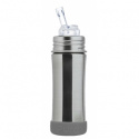 Pura -  Sugrörsflaska i Rostfritt  325 ml med Bumper, Silver